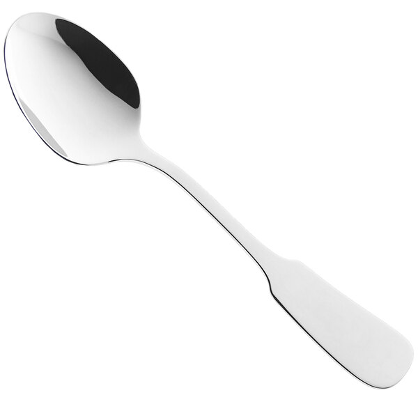 A RAK Porcelain stainless steel bouillon spoon with a silver handle.