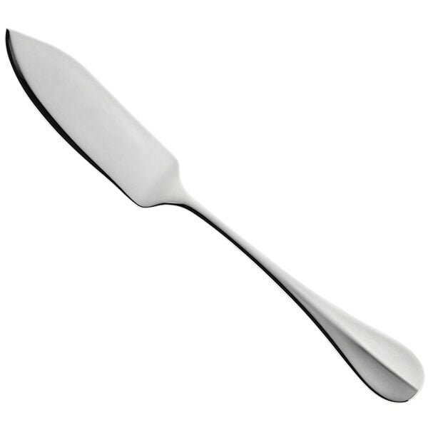 A RAK Porcelain stainless steel fish knife with a silver handle.