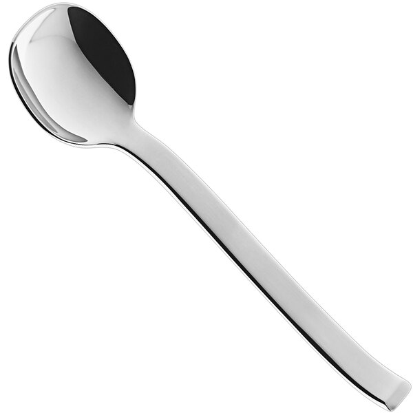 A RAK Porcelain Massilia stainless steel bouillon spoon with a silver handle.
