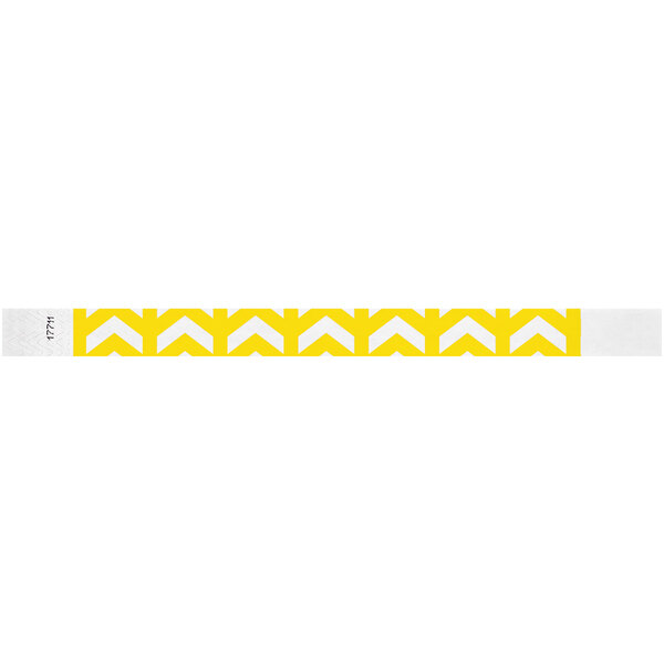 Carnival King Neon Yellow Arrows Up Disposable Tyvek® Wristband 3/4" x 10" - 500/Bag