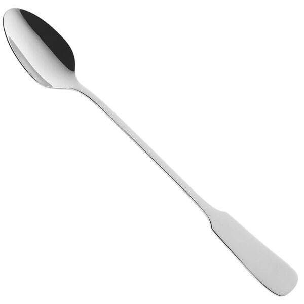 A RAK Porcelain stainless steel iced tea spoon with a long handle and a silver spoon.