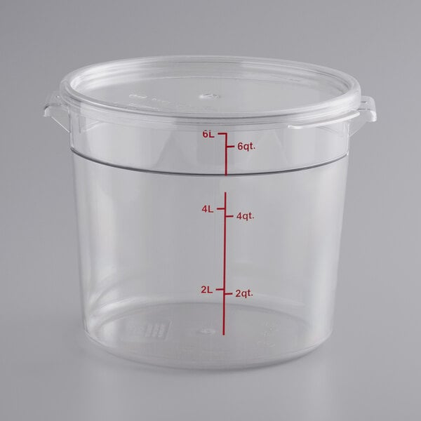 Choice 6 and 8 Qt. Translucent Round Polypropylene Food Storage Container  Lid