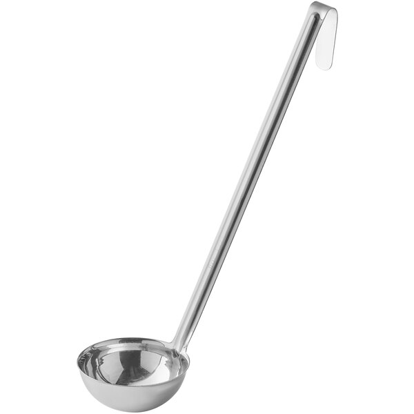 Choice 8 oz. One-Piece Stainless Steel Ladle with Blue Coated Handle