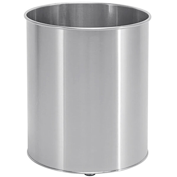 A silver brushed stainless steel Room360 wine and champagne cooler.