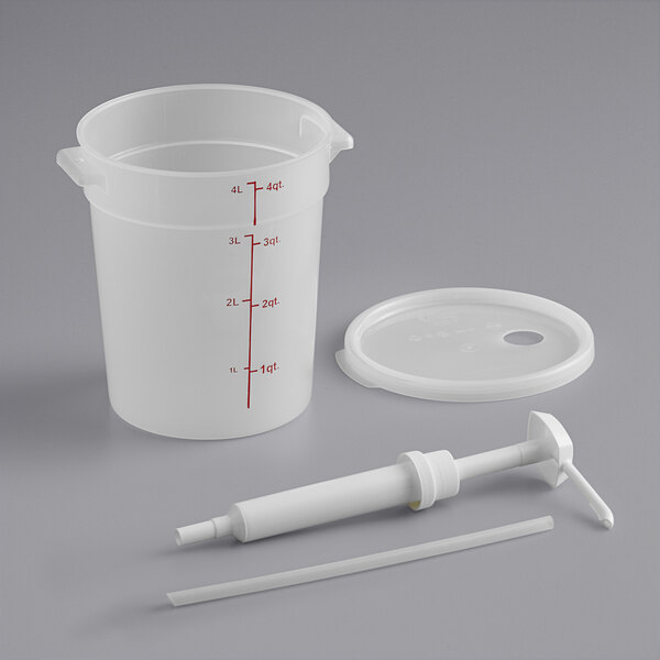 Choice Condiment Pump Kit with 1 oz. Pump and 4 Qt. Round Translucent