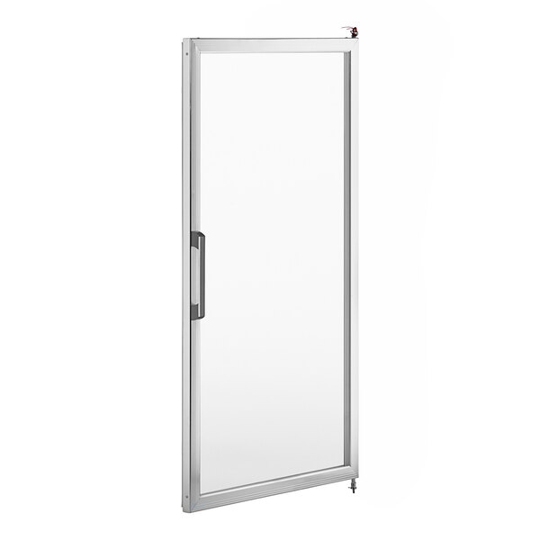 A white metal door with a glass door for an Avantco GDC-24F Series freezer.