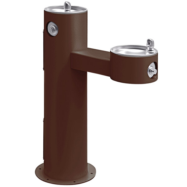 Elkay LK4420FRKBRN Brown Non-Filtered Freeze-Resistant Outdoor Bi-Level Pedestal Drinking Fountain