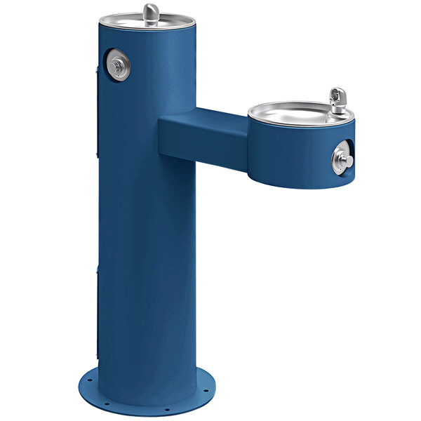Elkay LK4420FRKBLU Blue Non-Filtered Freeze-Resistant Outdoor Bi-Level Pedestal Drinking Fountain