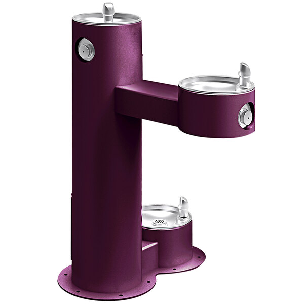 Elkay LK4420DBPUR Purple Non-Filtered Outdoor Bi-Level Pedestal Drinking Fountain and Pet Station