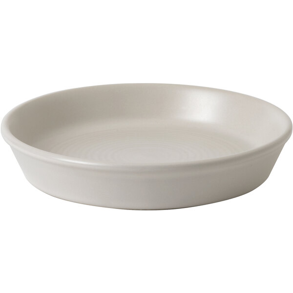 A white round bowl with a small rim.