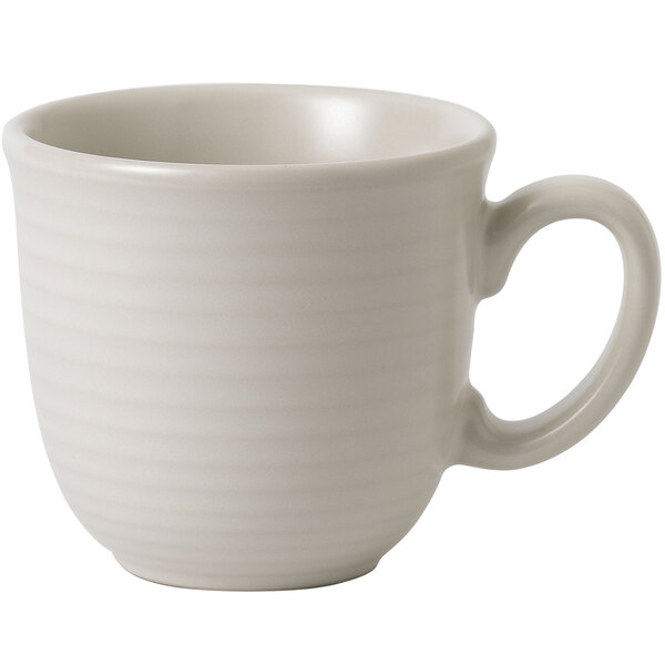 A Dudson Evo matte pearl stoneware mug with a handle.