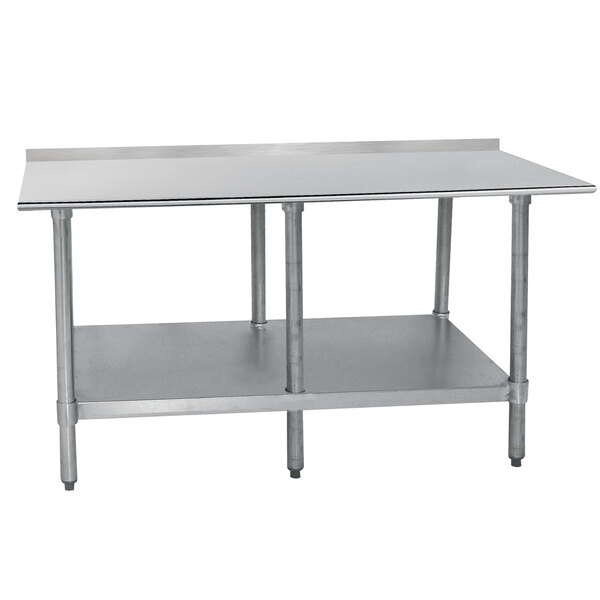 Advance Tabco TTF-248-X 24" x 96" 18 Gauge Stainless Steel Work Table with Backsplash and Undershelf
