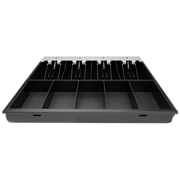 A black replacement till tray for a cash drawer with five compartments.