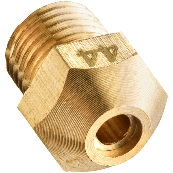 A brass high elevation orifice with a hole in it.