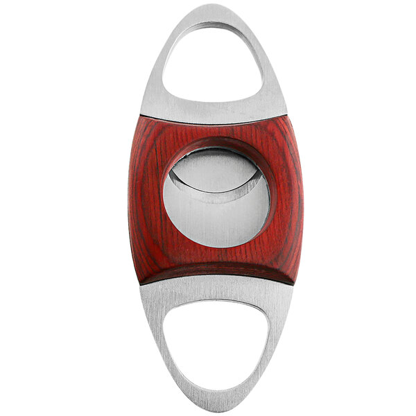 A Franmara stainless steel cigar cutter with rosewood inlay.