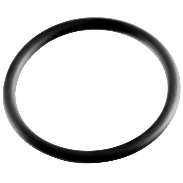 A black rubber o-ring with a curved shape.