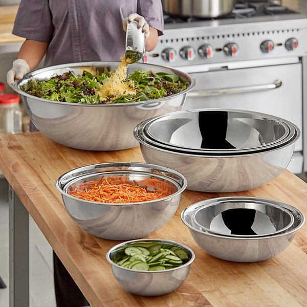 Choice Heavy Weight Stainless Steel Mixing Bowl Set - 10/Set