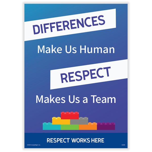 A ComplyRight poster with the words "Differences Make Us Human" in colorful blocks.