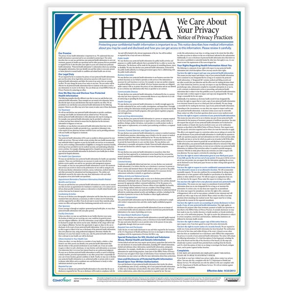 A white poster with black text that reads "HIPAA Notice of Privacy Practices"