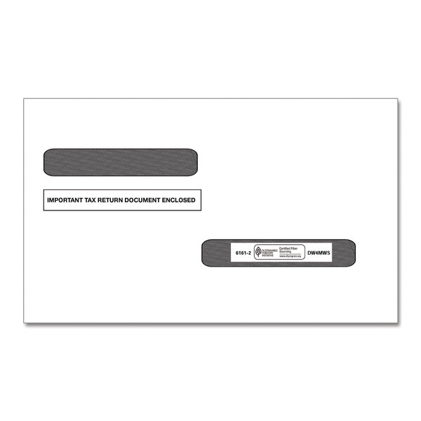 A white ComplyRight double window envelope with black labels.
