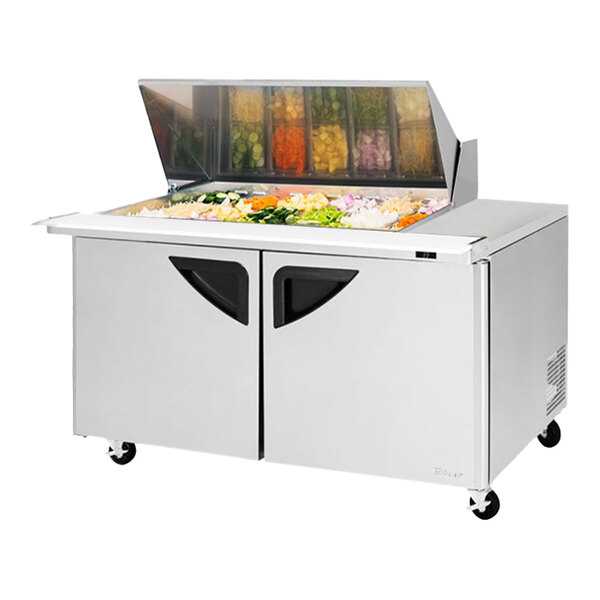 Turbo Air Super Deluxe TST-60SD-18M-N-RW 60" 2 Door Mega Top Refrigerated Sandwich Prep Table with Right Work Station