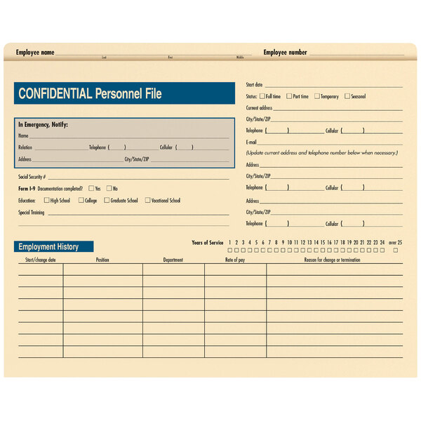 A ComplyRight personnel file form with a blue and white check mark.