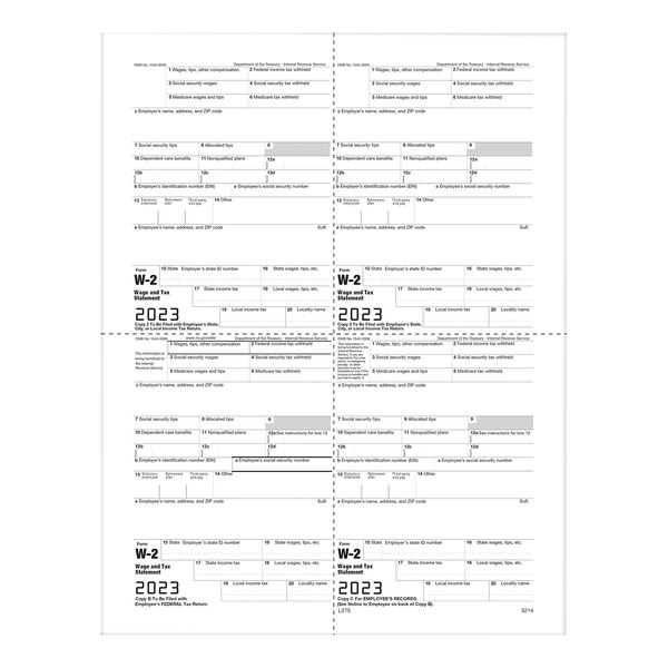 ComplyRight 4-Up M-Format Copy B / C / 2 / of Local City Tax or W-2 Tax Forms 521450 - 50/Pack