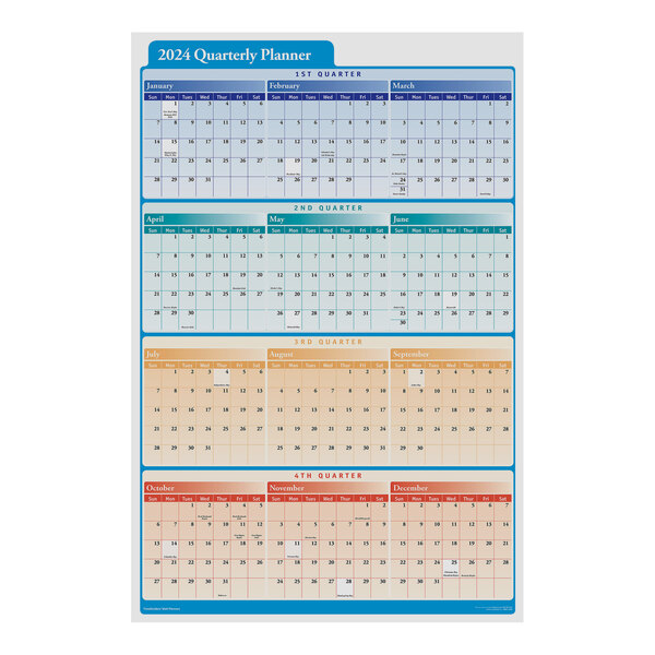 ComplyRight 36" x 24" 2024 Dry Erase Quarterly Planner J0061