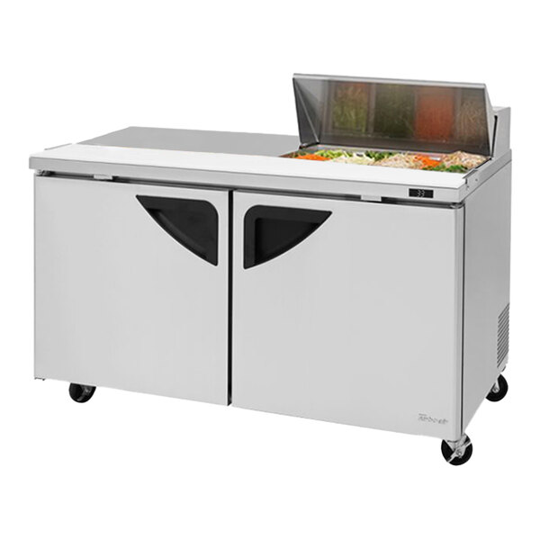 Turbo Air Super Deluxe TST-60SD-08S-N-LW 60" 2 Door Refrigerated Sandwich Prep Table with Left Work Station