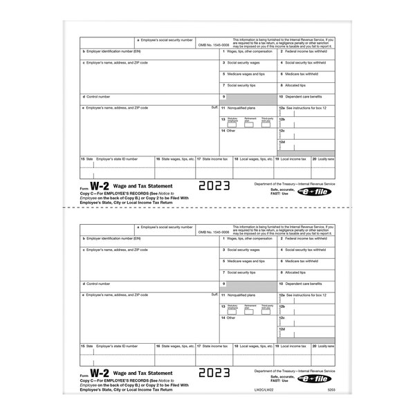 ComplyRight 2-Up Employee Copy C / State, City, or Local Copy 2 of W-2 Tax Forms 520350 - 50/Pack
