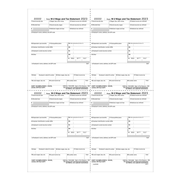 ComplyRight 4-Up W-Style Alternate Employer Copies 1 / D of W-2 Tax Forms 521750 - 50/Pack