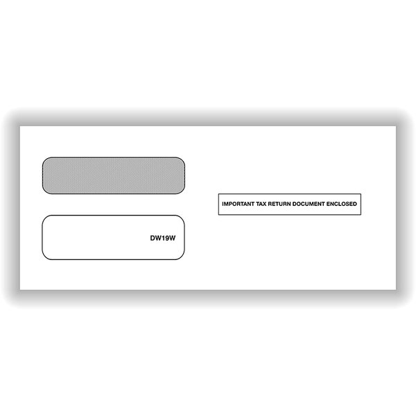 A white ComplyRight 1099 double window envelope with black text.