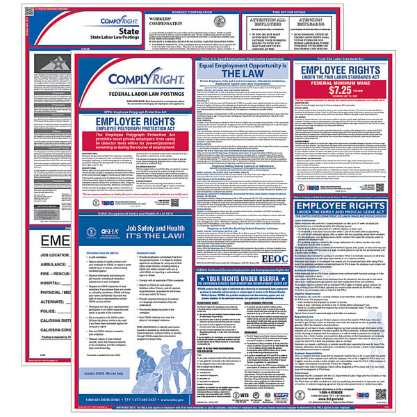 ComplyRight Federal / State 1 Year Labor Law Poster Service for Alaska with papers displaying labor law information.