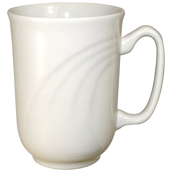 International Tableware York 9 oz. Ivory (American White) Embossed  Stoneware Mug - 24/Case