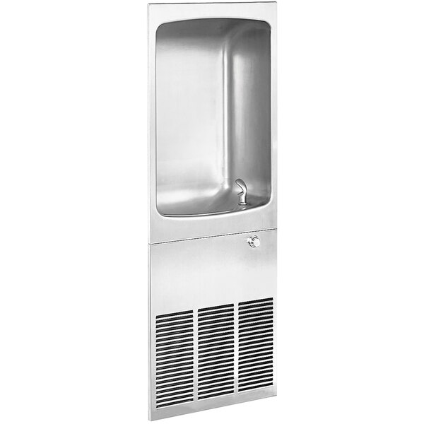 A Halsey Taylor stainless steel full recessed wall mount drinking fountain with a vent.