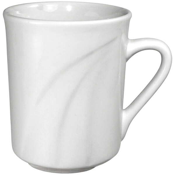 An International Tableware York ivory stoneware mug with a curved handle.