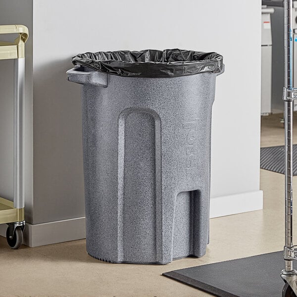Toter RND44-B0149 44 Gallon Dark Gray Granite Round Trash Can