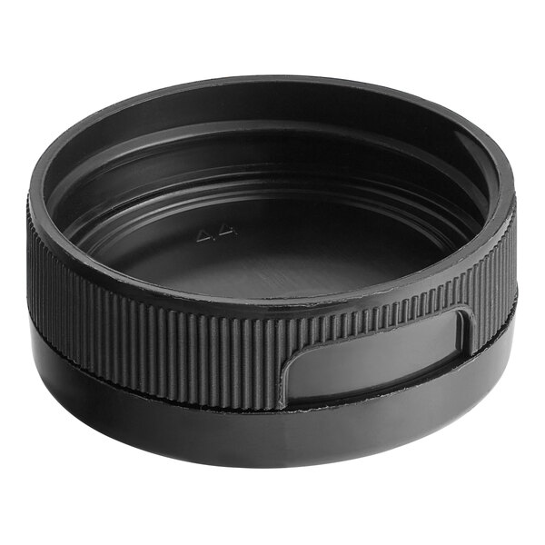 38/400 Black Plastic Flip Top Lid with Pressure Sensitive Liner 2000/Case