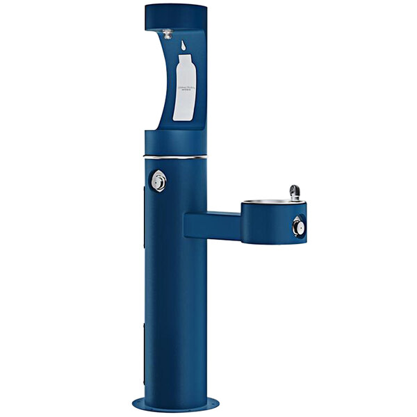 Halsey Taylor Endura II 4420BF1UFRKBLU Blue Non-Filtered Freeze-Resistant Outdoor Pedestal HydroBoost Bi-Level Upper Bottle Filling Station