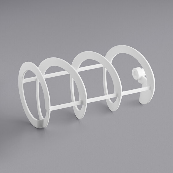 A white plastic wheel with three rings on a white background.