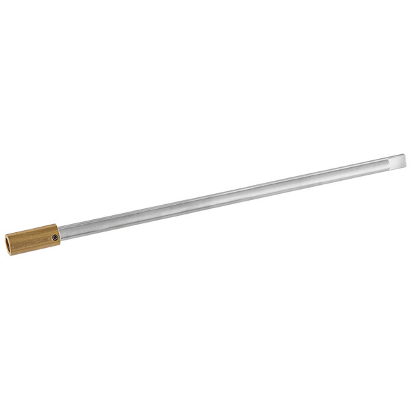 A long metal rod with a gold cap.