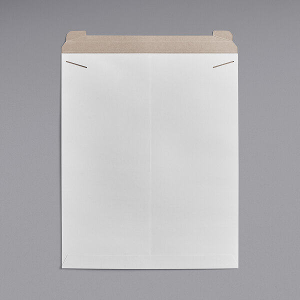 A white Lavex Stayflats rigid mailer with a brown tab on it.