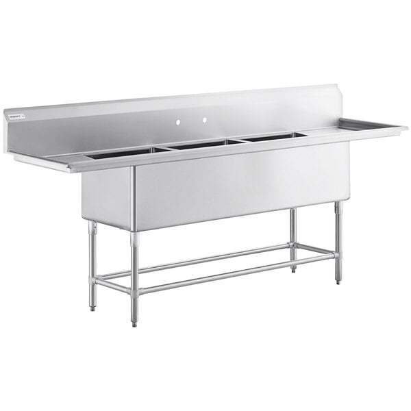 Regency Spec Line 100" 14 Gauge Stainless Steel Three Compartment