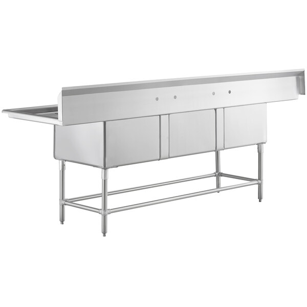 Regency Spec Line 112" 14 Gauge Stainless Steel Three Compartment