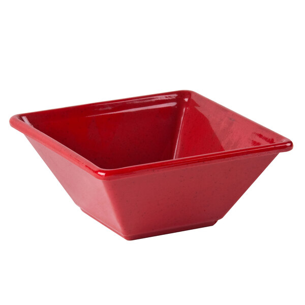 Thunder Group PS5005RD 4 3/4" x 4 3/4" Passion Red Square 11 oz. Melamine Bowl - 12/Pack
