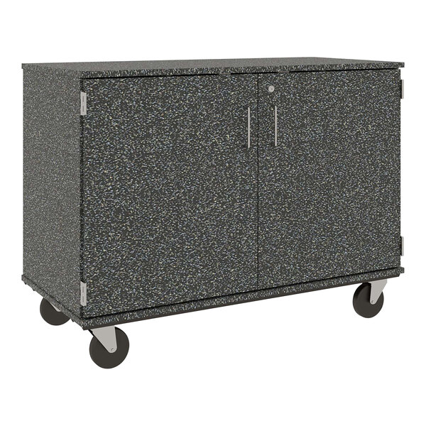 I.D. Systems 36" Tall Graphite Nebula Mobile Cubbie Storage Cart with Locking Doors 80240F36057