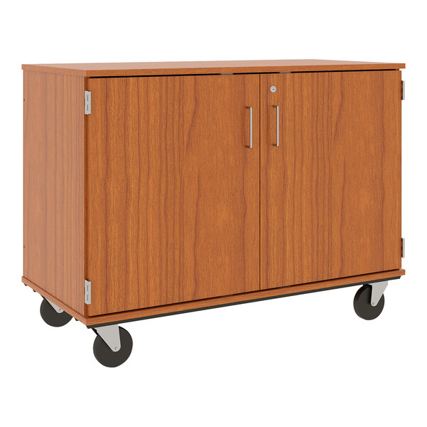 I.D. Systems 36" Medium Cherry Slotted Storage Cart with Locking Door 80117F36003
