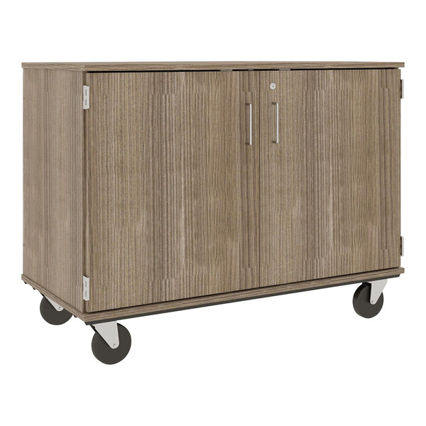I.D. Systems 36" Dark Elm Slotted Storage Cart with Locking Door 80117F36020