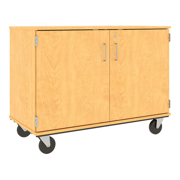 I.D. Systems 36" Maple Slotted Storage Cart with Locking Door 80117F36073