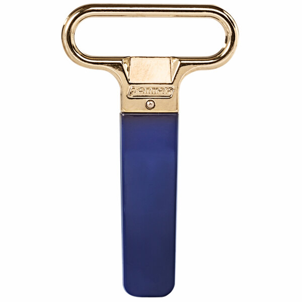 A Franmara brass-plated cork extractor with blue accents.